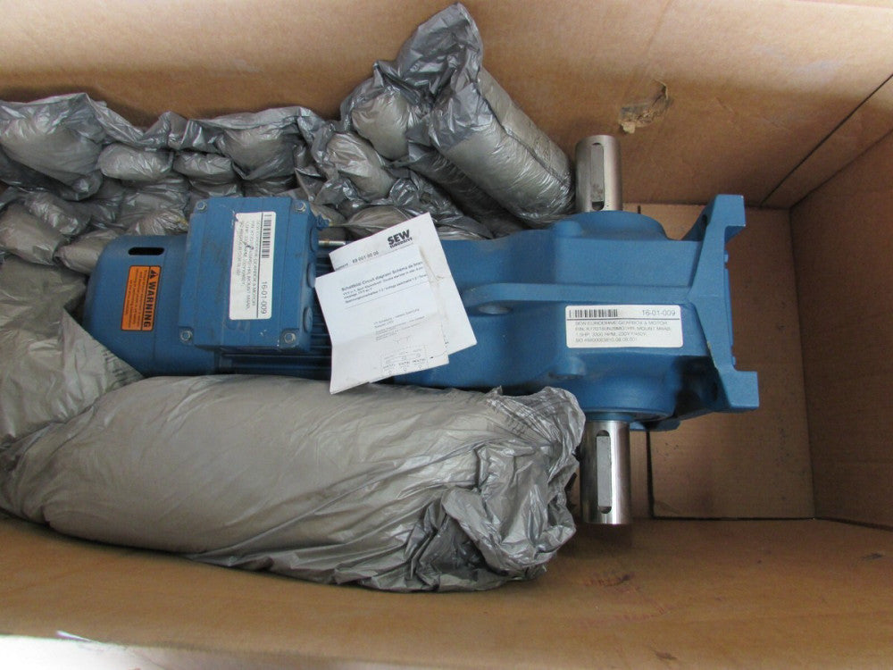 SEW EURODRIVE K77DT80N28MG1HR, GEARMOTOR, 154.02:1, 23rpm, 3ph 1.5hp 230/460v