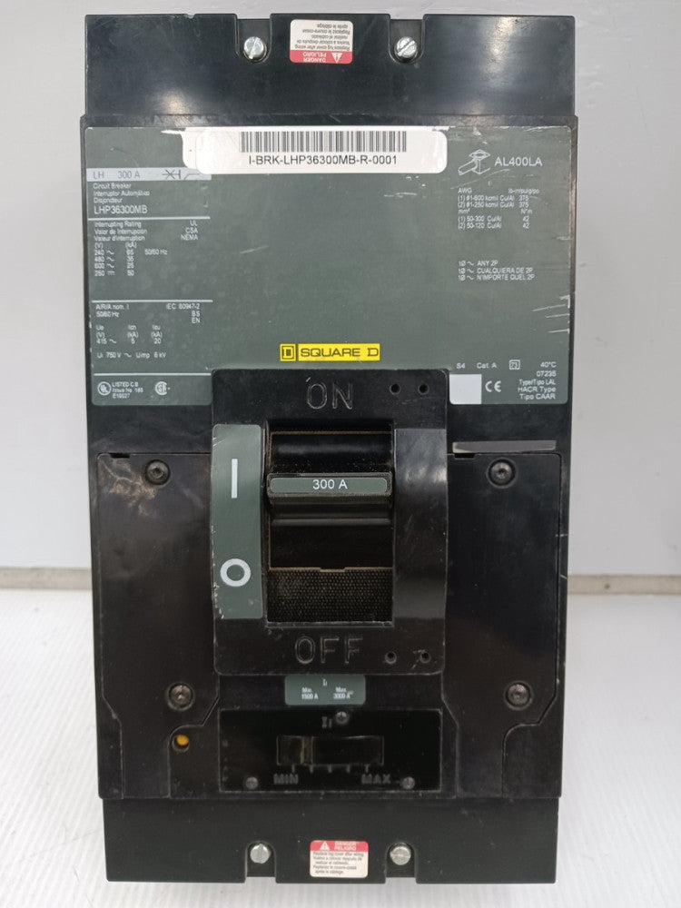 Square D 300 Amp Circuit Breaker 3 Pole 600 VAC / 250 VDC 35kA LHP36300MB