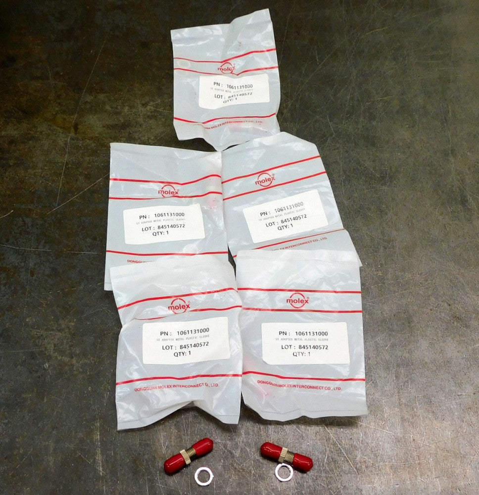 Molex 1061131000 Fiber Optic ST Adapter Metal Plastic Sleeve Lot of Seven (7)