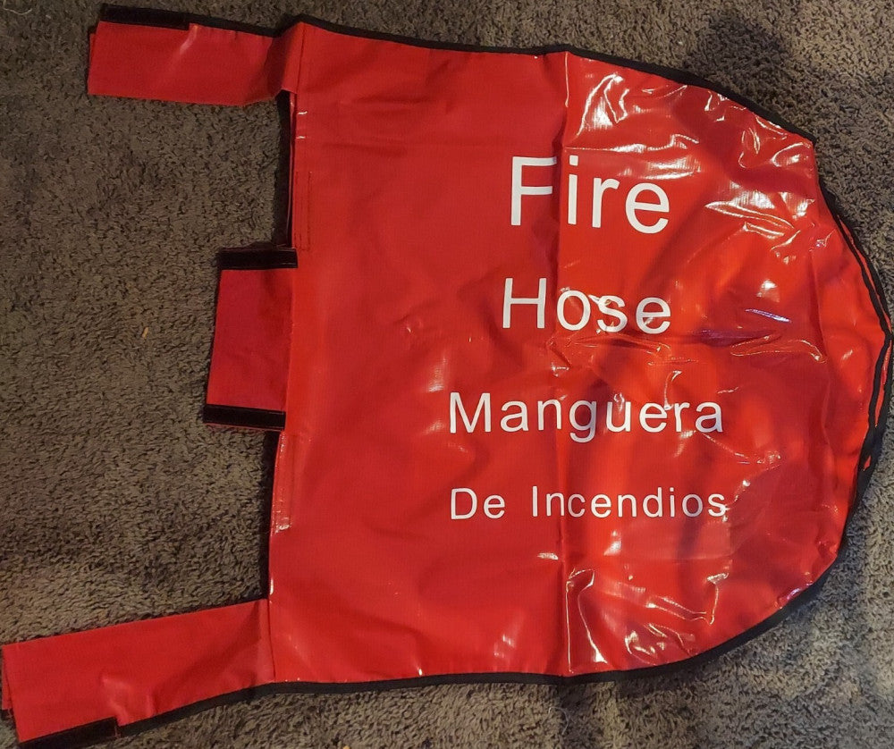 FHRC15RD Red 1-1/2" Swing Type Hose Storage Reel Cover. Bilingual. 27"x 27"x 7"