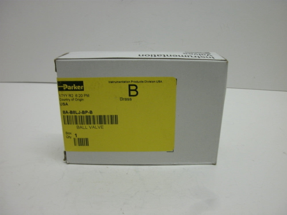 PARKER 8A-B8LJ-BP-B 2 WAY BRASS BALL VALVE 1/2" O D TUBE 17YY R2 NEW IN BOX