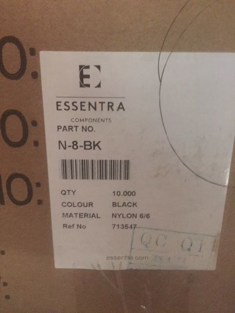 (Box of 10,000) N-8-BK Essentra Clamp, Cable; 1/2 in.; Black (NEW)