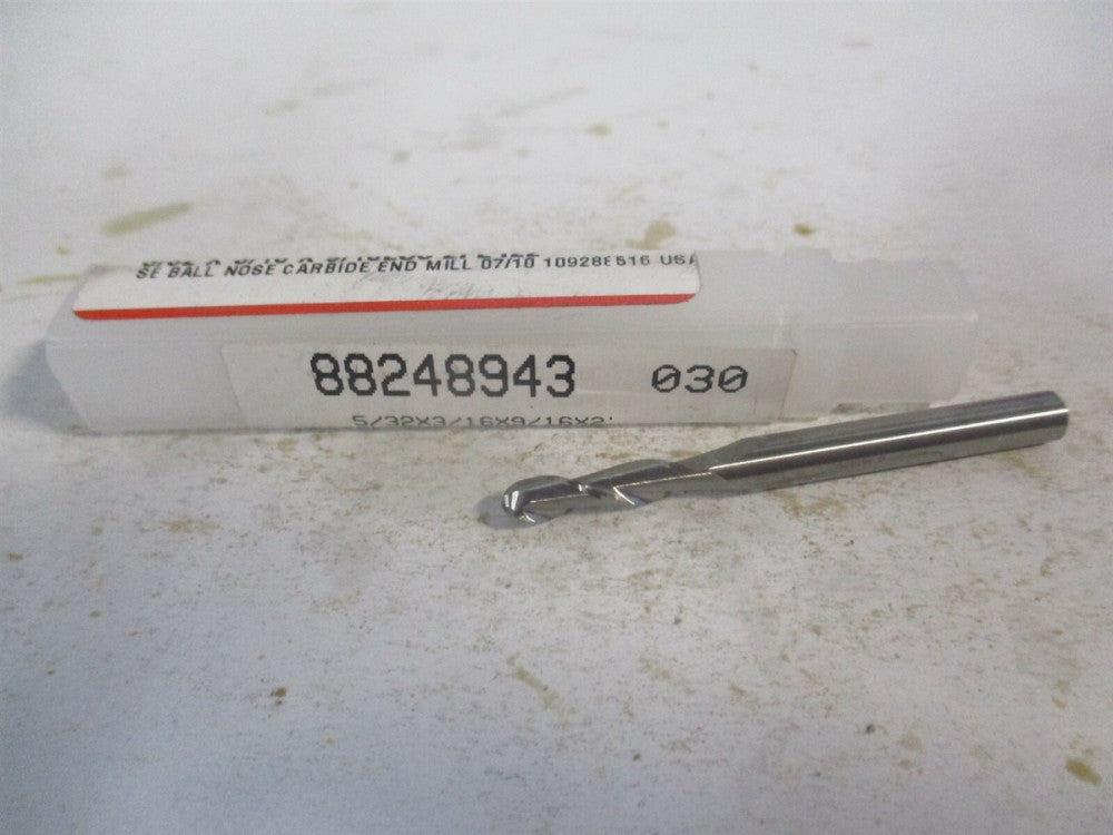 (E5249010) 5/32" x 9/16" x 3/16" x 2" OAL Solid Carbide 2 Flute Ball End Mill 
