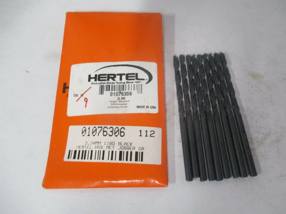 (301 3.50) 3.5mm x 73mm OAL 118° High Speed Steel Jobber Drill - Pack of 9