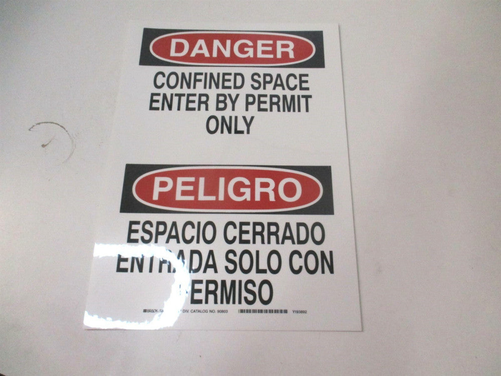 Brady (90803) 10" x 14" Confined Space Enter By Permit Only Polyester Sign 