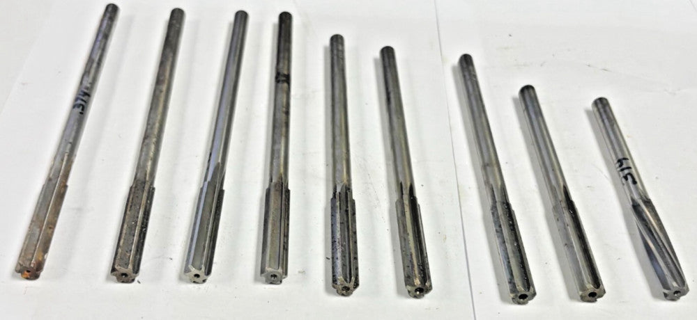 DORMER STRAIGHT CYLINDRICAL SHANK REAMER LOT OF 9 DIAMETER 3/8" HSS