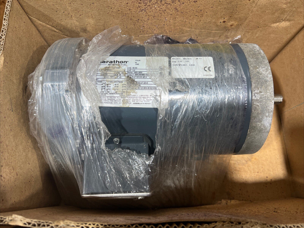 MARATHON MOTOR 3-2 HP 3ph 208-230-460-190/370 V  VD56T34F5306J Nos Surplus.