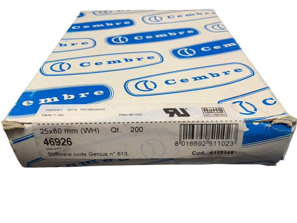 Cembre MG-VYT 46926 White PVC Adhesive Labels 25x80mm – Pack of 200