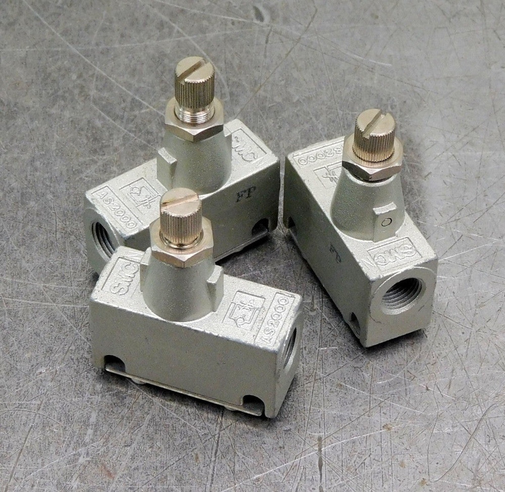 SMC NAS2000-N01 Speed Control Flow Regulator Valve 1/8" NPT Lot of Three (3)