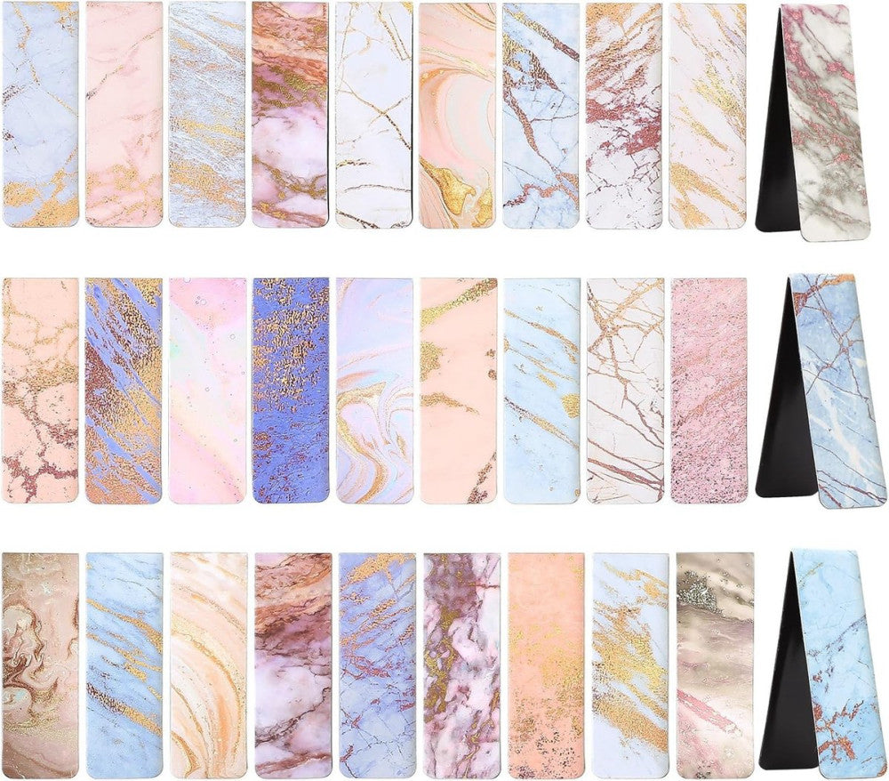 30 Pcs Magnetic Bookmarks, Beautiful Marble Page Markers, Marble Magnetic Page S