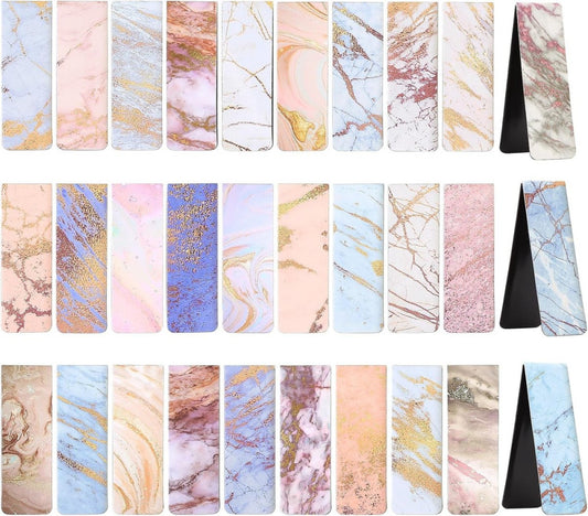 30 Pcs Magnetic Bookmarks, Beautiful Marble Page Markers, Marble Magnetic Page S