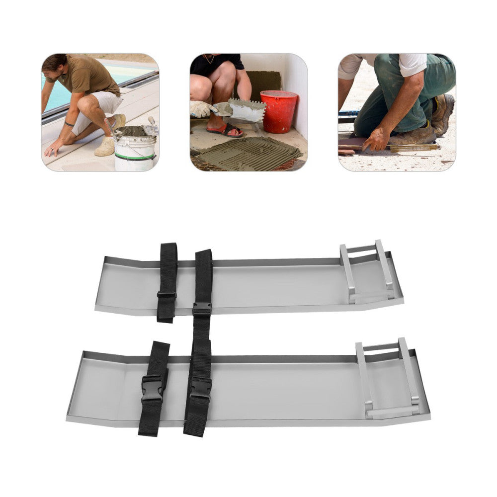 1 Pair Concrete Knee Boards Stainless Knee Sliders 30"x 8" Finishing Tools+Strap