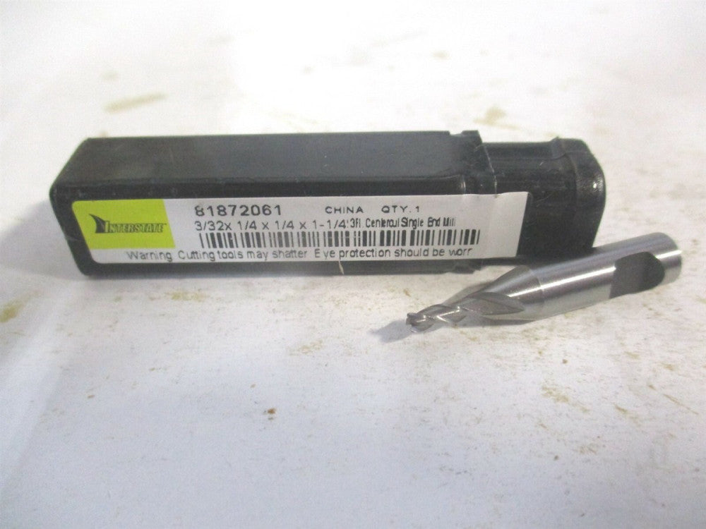 (723-3653) 3/32 x 1/4" x 1/4" x 1-1/4" OAL 3 Flute Cobalt Spiral Square End Mill