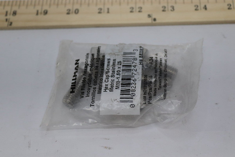 (5-Pk) Stainless Steel Metric Hex Head Cap Screws M10-1.50 x 25"