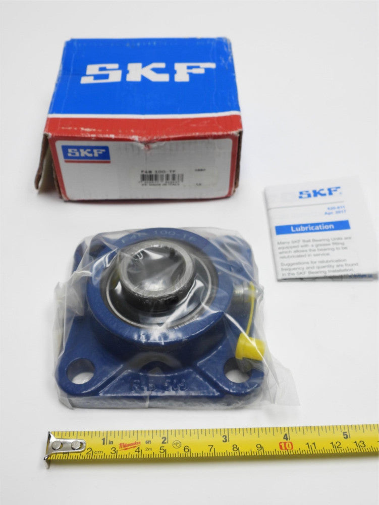 New SKF F4B 100-TF Flange Block Bearing 4-Bolt 1" Bore Set Screw