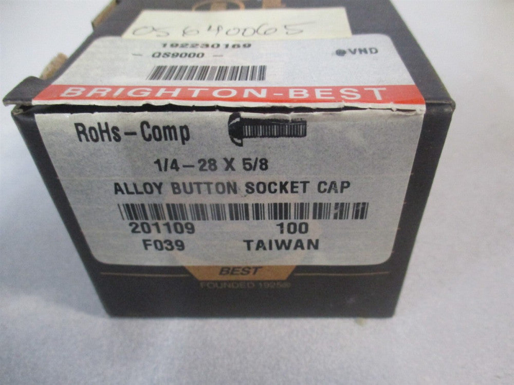 (201129P) 1/4-28 UNF Alloy Steel Hex Socket Button Cap Screw - Pack of 100 