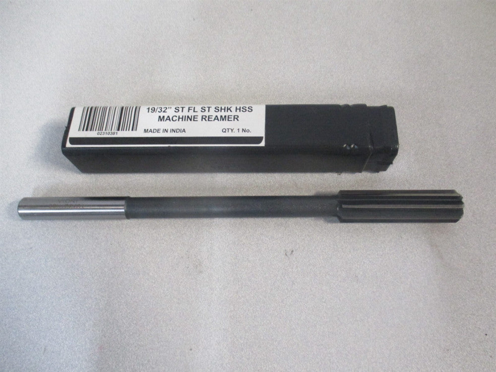 (14429601932000) 19/32″ Diam Straight Shank Straight Flute HSS Chucking Reamer