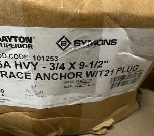 (36 PACK) Dayton HD Brace Anchor 101253 T6A HVY 3/4 X 9-1/2