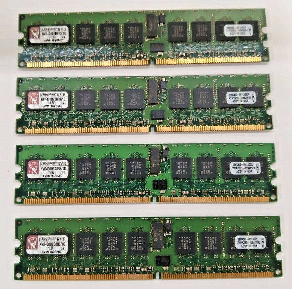 KINGSTON KVR400D2D8R3/1GB 1.8V 1G 1GB DIMM 240-PIN DDR VALUERAM MEMORY  LOT OF 4