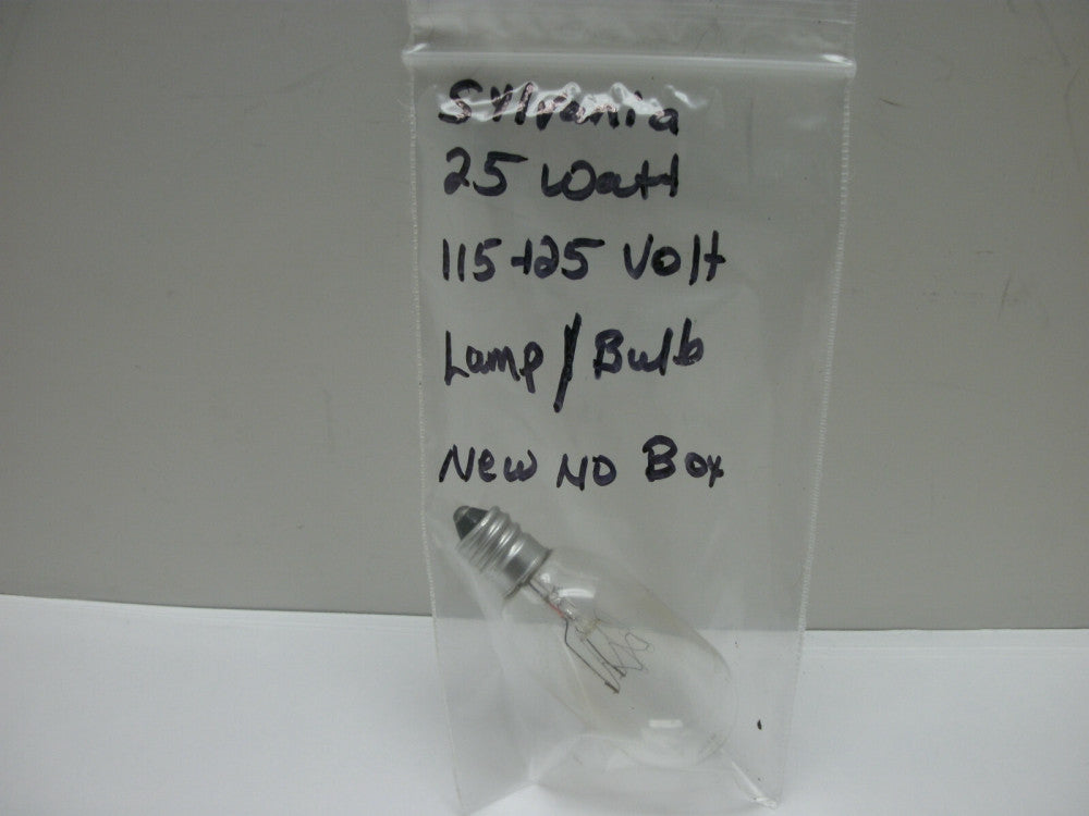 SYLVANIA 115-125V 25W MINIATURE LAMP BULBS 115-125V 25W T-8 E12 BASE 1-(BULB)NNB