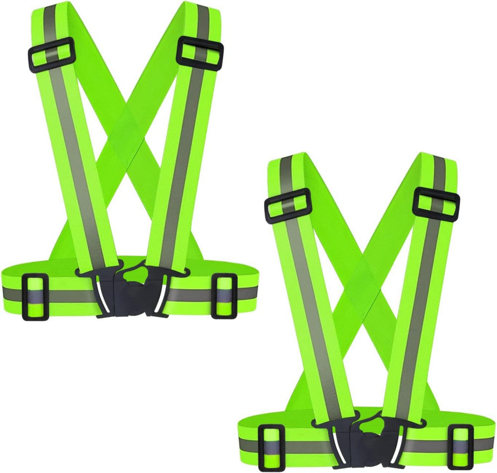 2 pcs Reflective Vest, Adjustable High Visibility Reflective Safety Straps Gear 