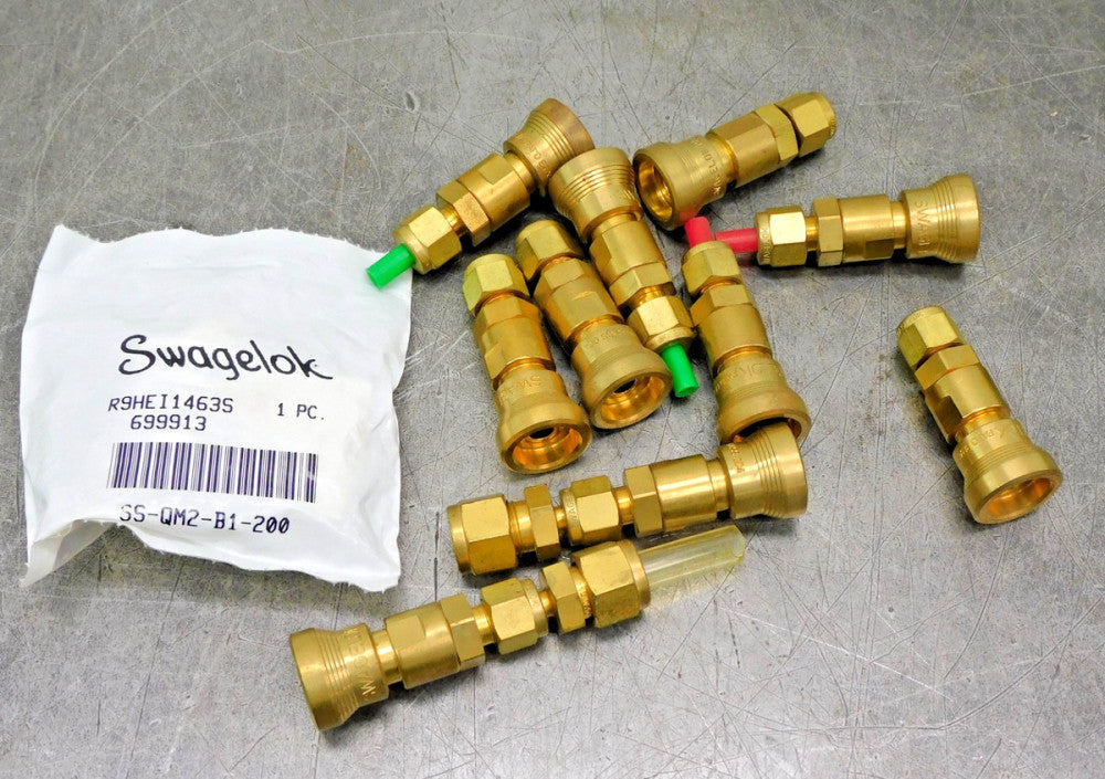 Swagelok B-QC4-B-400 Brass Push Connect Fitting 1/4" & 1/8" Lot of Eleven (11)