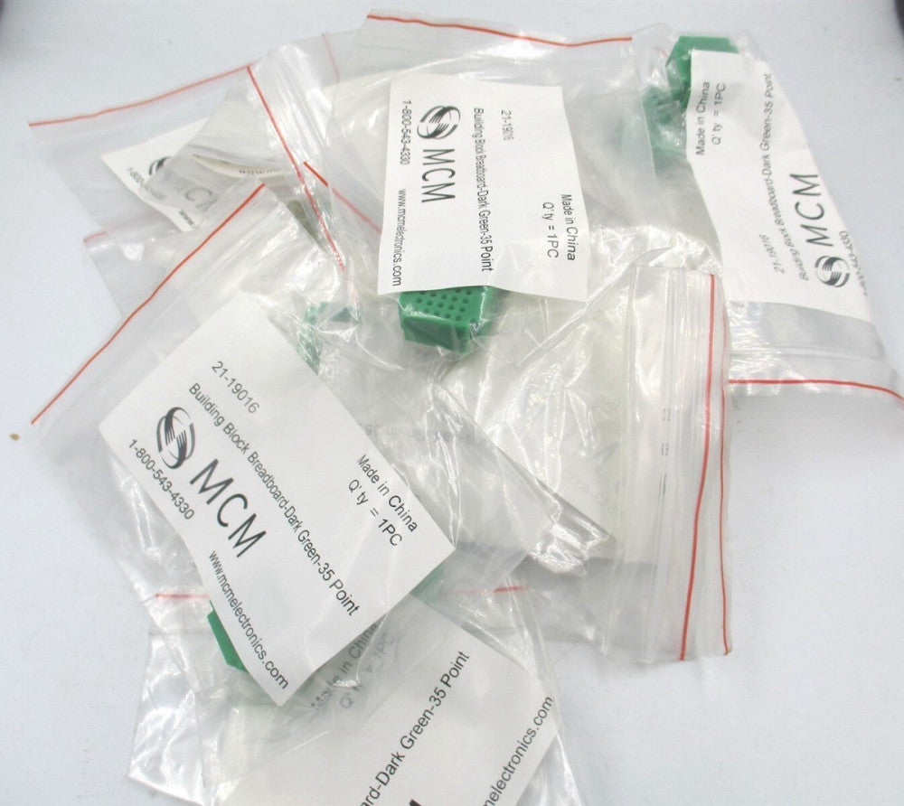 MCM (21-19016) 35-Point Dark Green Building Block Breadboard - Lot of 18