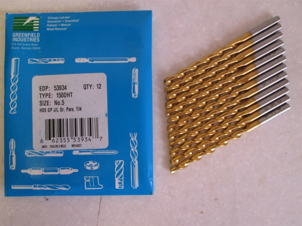 Chicago-Latrobe (53934) #5 HSS 150DHT Jobber Length Drill Bits - Pack of 12