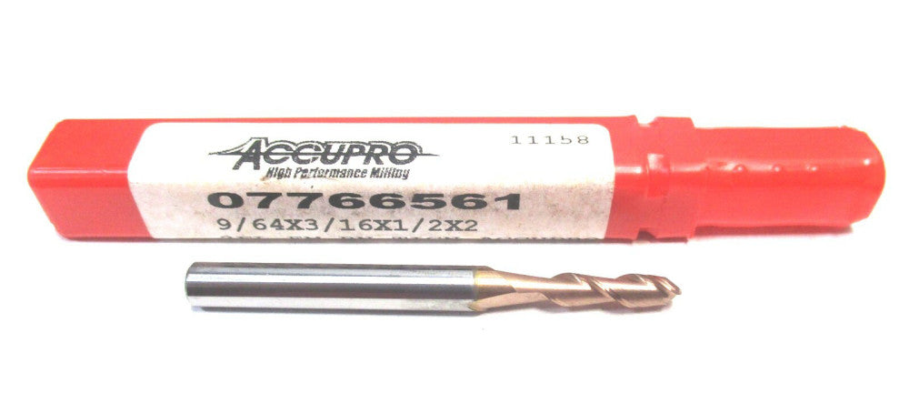MADE IN USA 9/64 x 3/16 x 1/2 x 2 40° 2-Flute SE RH Solid Carbide Ball End Mill