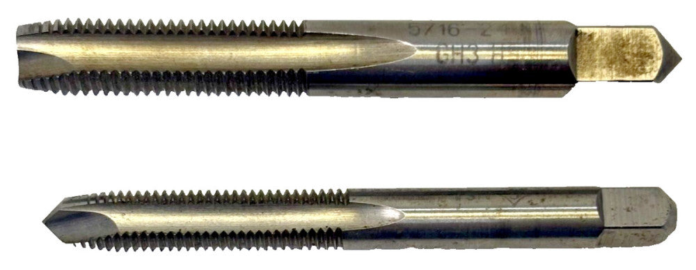 1/4-28NF THREAD TAPS (LOT OF 2)5/16-24 NF GH3  HSS STRAIGHT OAL-2-3/4" DIA- 1/4"
