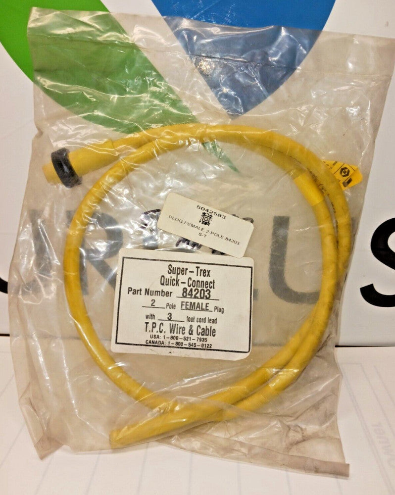 NEW TPC WIRE & CABLE FEMALE PLUG 2 PIN 3' CORD  84203
