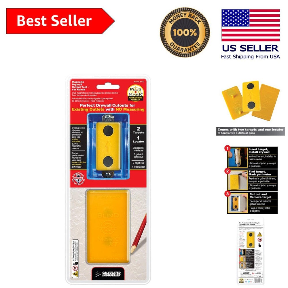 8120 Plug Mark Drywall Locator - Precision Cutout Tool for Electric Outlets, Red