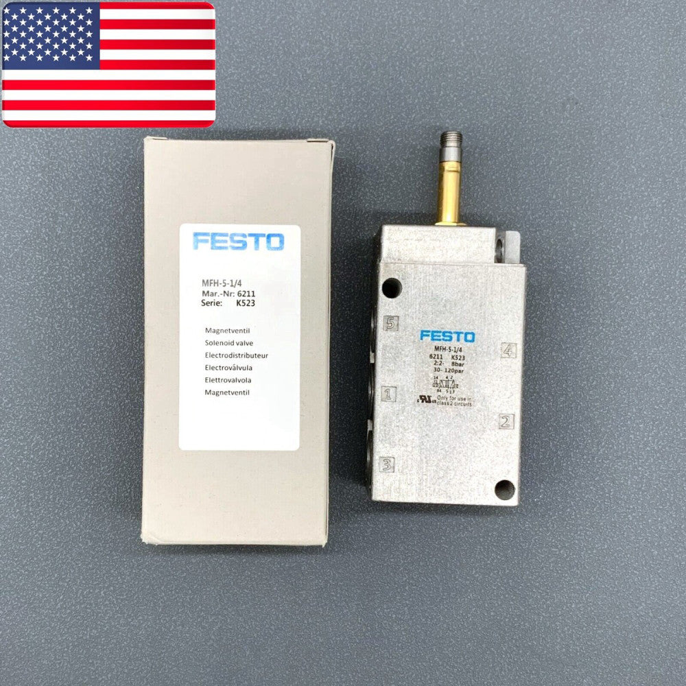 New & Genuine FESTO MFH-5-1/4 MFH51/4 6211 Solenoid Control Valve - US Stock