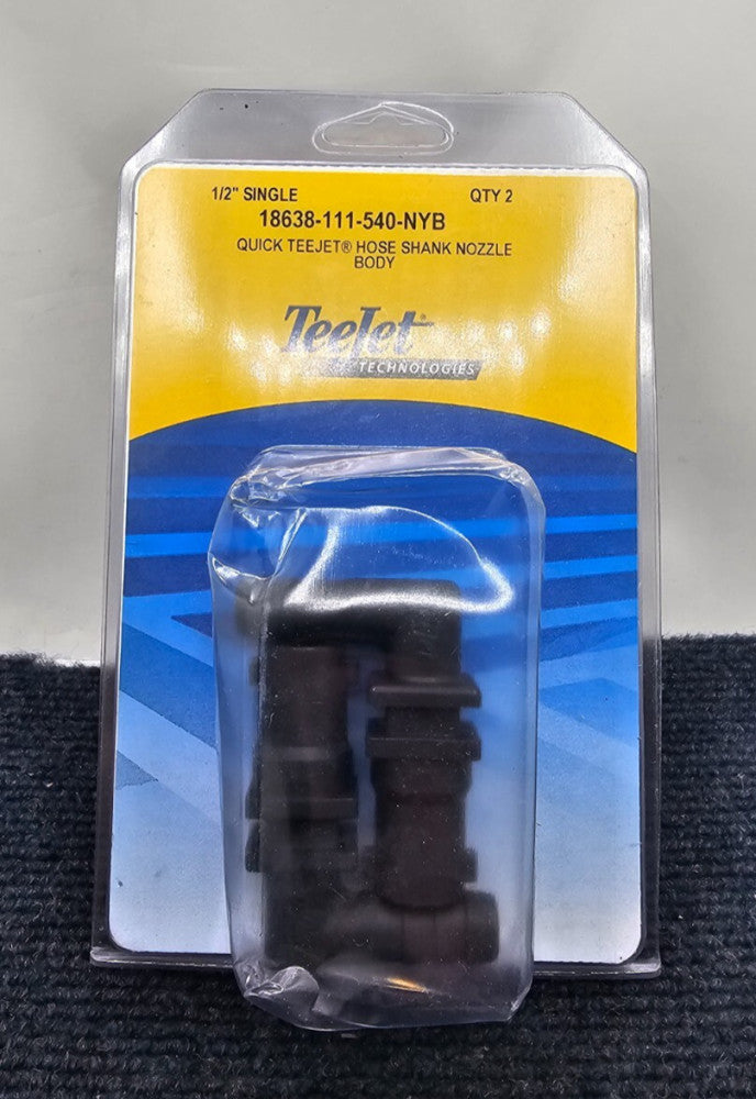 (QTY 2) TeeJet 18638-111-540-NYB: 1/2" Single Hose Shank Elbow Nozzle Body