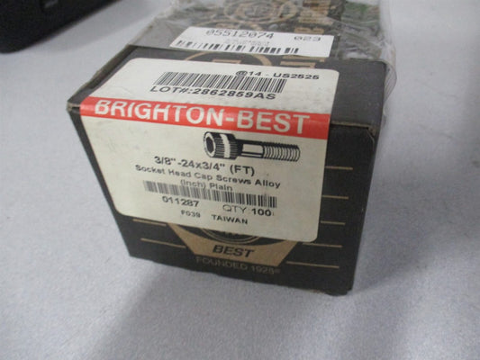 (011287P 3/8-24 UNF Alloy Steel Fully Threaded Hex Socket Cap Screw - Qty 100