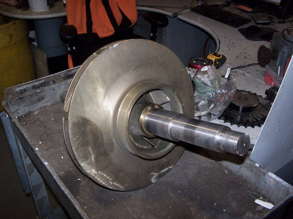 NEW BRASS PUMP IMPELLER 14"OD W/ SHAFT 2-3/8" 7-VANE