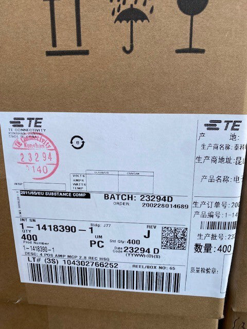 (CASE OF 400) TE 1-1418390-1, HDSCS, Conn RCPT Housing, Black