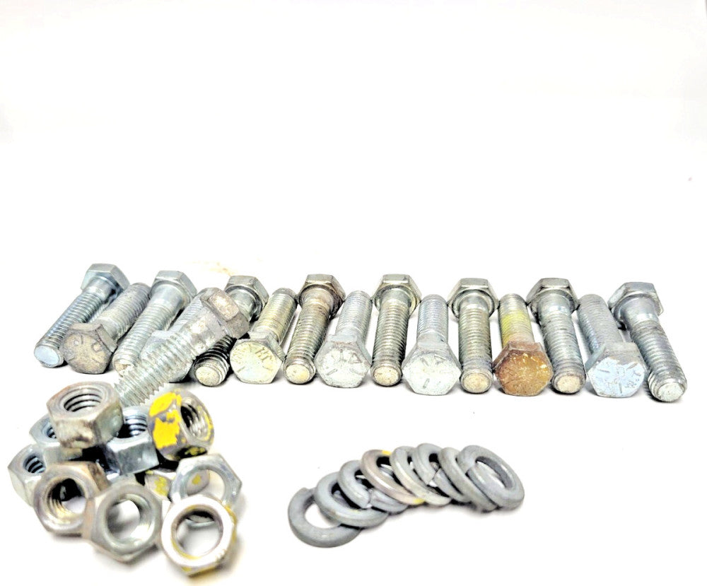 PARTIALLY THREADED HEX BOLT 3/8-16X1-1/2" GRADE 5 (LOT OF 35) W/WASHERS AND NUTS
