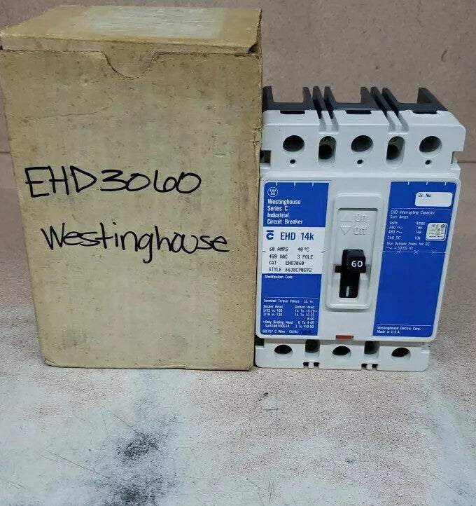 1) New Take Out! WESTINGHOUSE EHD3060 14K 60A CIRCUIT BREAKER