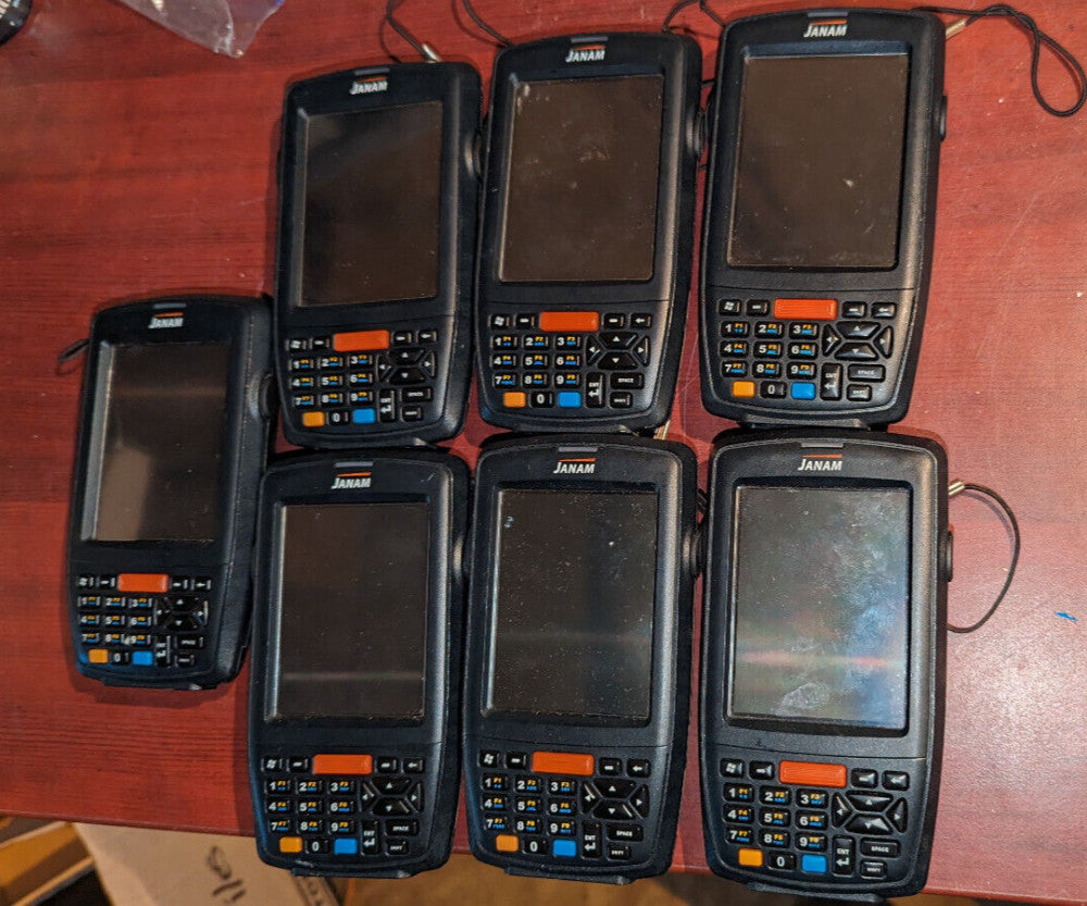 (6) JANAM Adaptus Handheld Windows Computers/Barcode Scanners READ DESCRIPTIONS