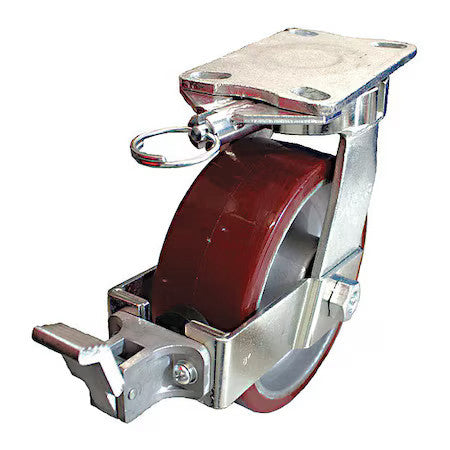 Zoro Select P27s-Ura080k-16-Wk-Dl Plate Caster,2550 Lb. Load,Red Wheel