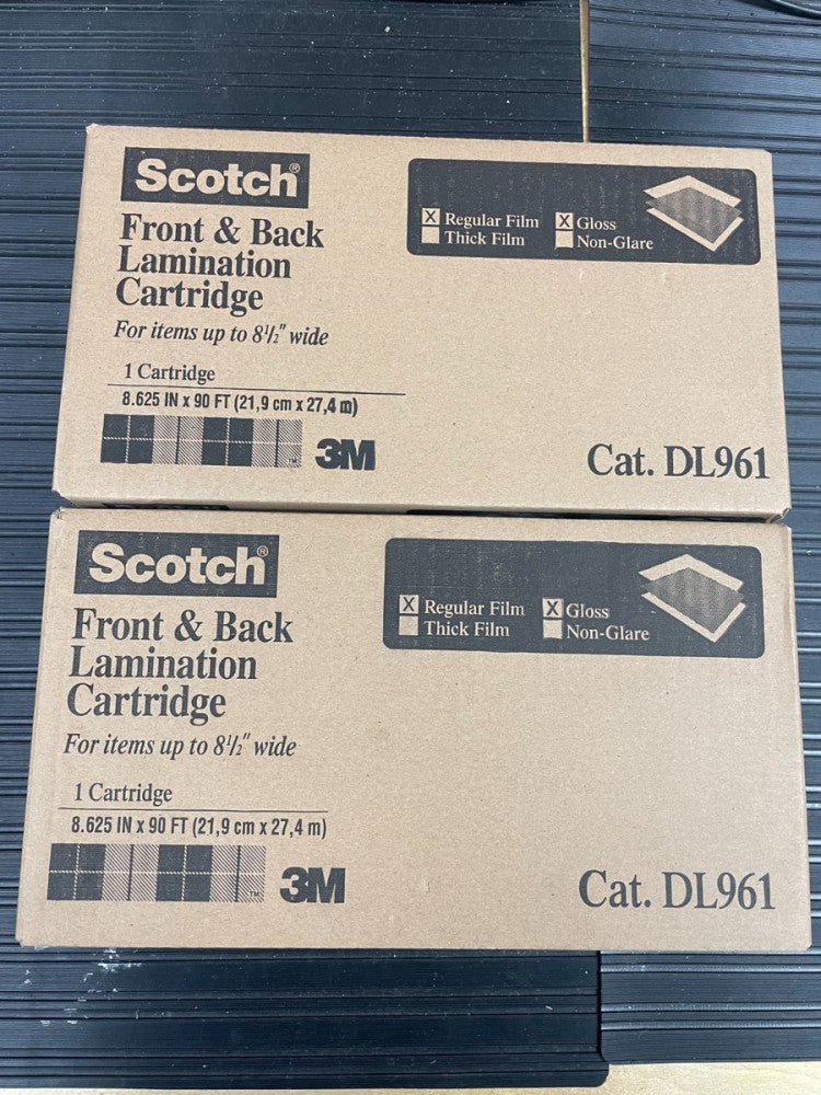 2x 3M Scotch Refill Roll Front & Back Lamination Cartridge 90' Film Gloss DL961