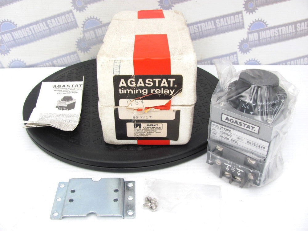 AGASTAT - 7012PE - TIME DELAY RELAY - 125VDC - 20-200 SEC - (NEW in STYRO PAC)