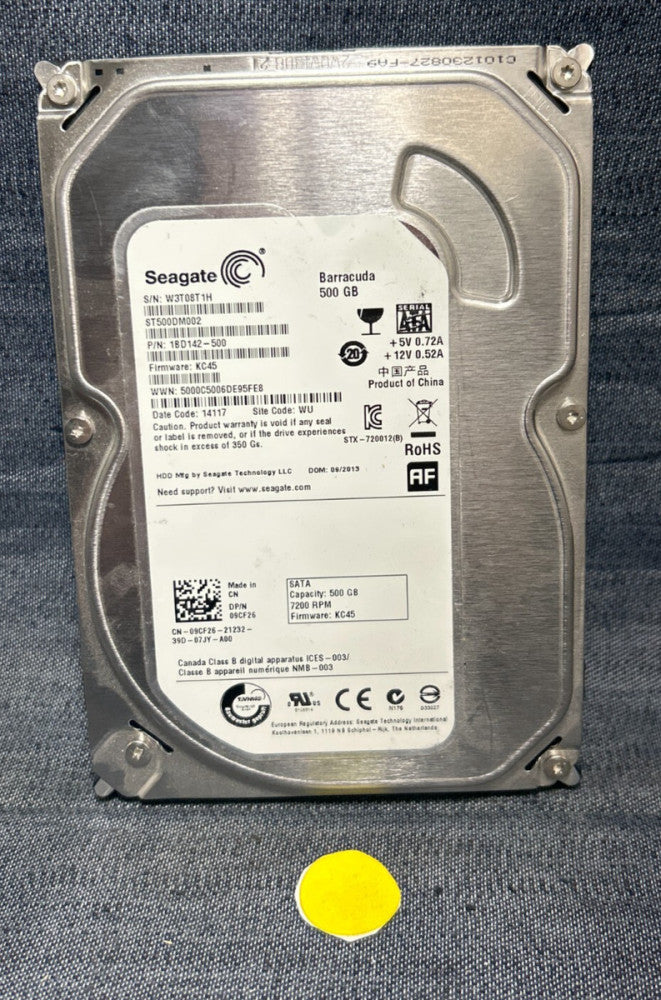 SEAGATE HARD DRIVE 1BD142-500  500GB   +5V 0.72A  +12V 0.52A