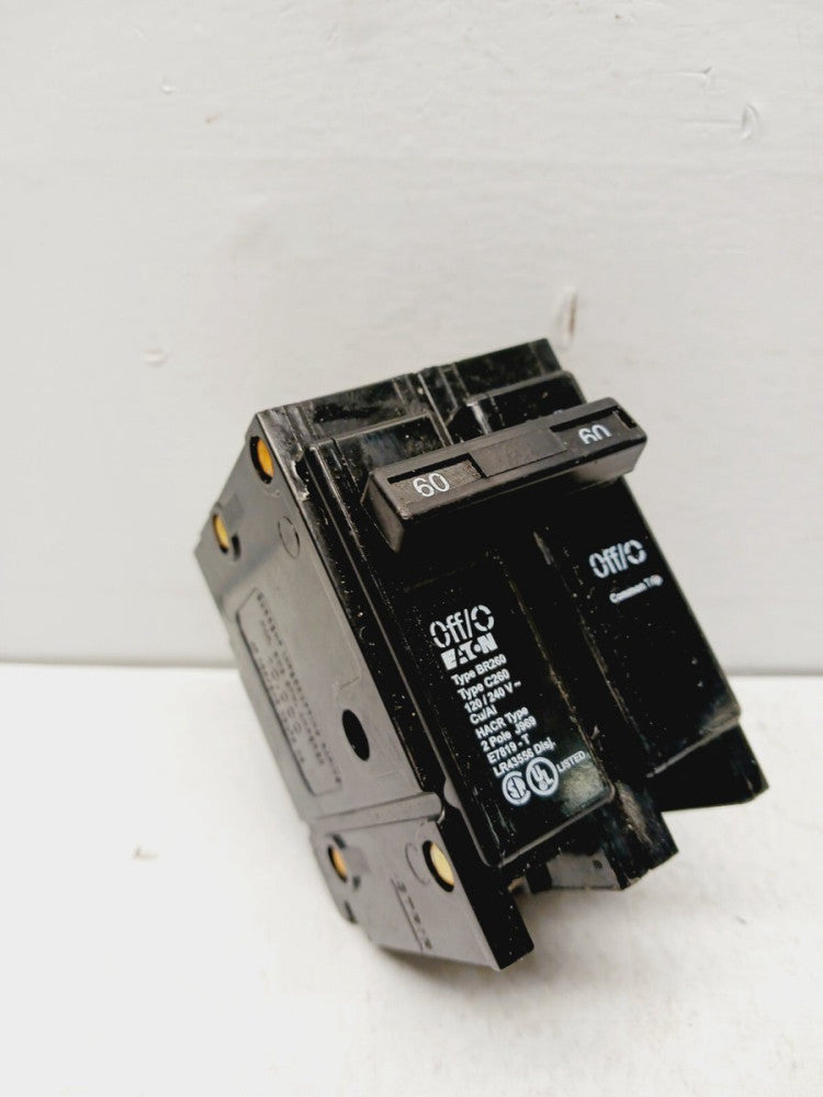 EATON BR260 60 AMP CIRCUIT BREAKER 2 POLE 120/240 VAC PLUG IN