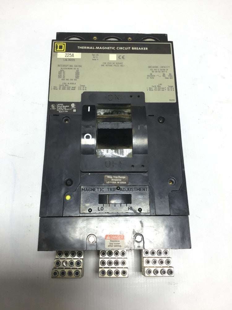 Square D Thermal Magnetic circuit breaker LAL36225 3 Pole 225A, 600V