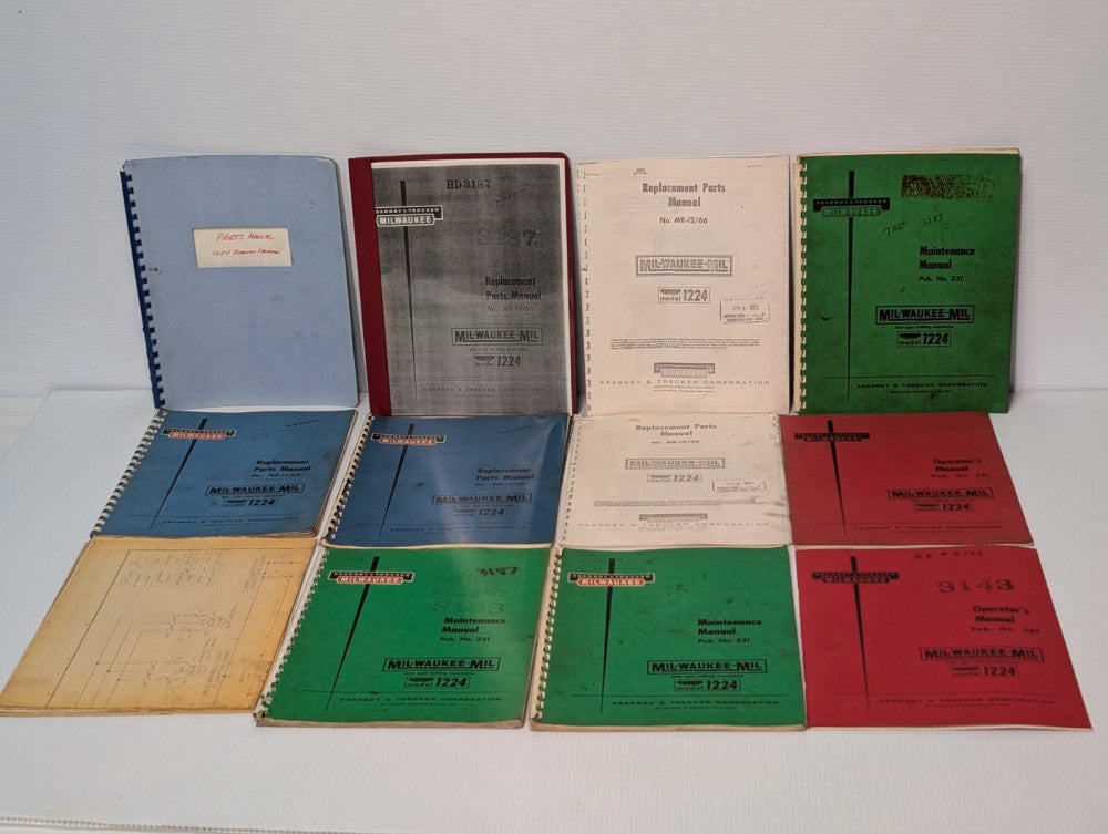 Lot of 12: Earney & Trecker/ Milwaukee-Mil 1224 Bed Type Milling Machine Manuals