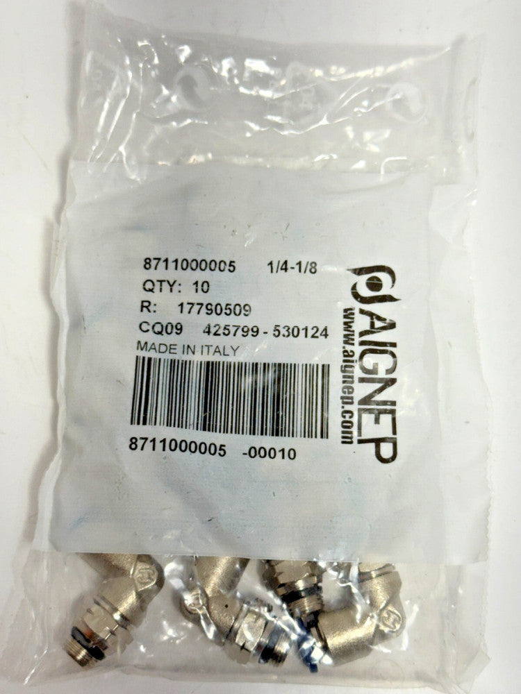 10-Pack Aignep Swivel Elbow 87110-04-02 1/4" Tube x 1/8" Swift-Fit
