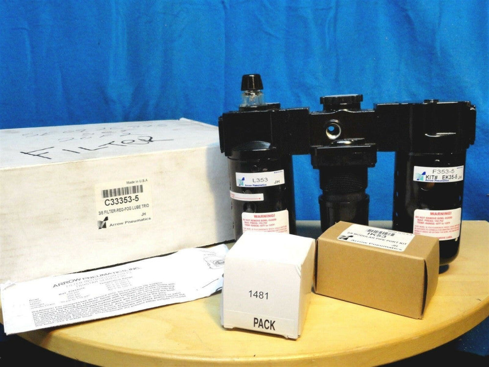 Arrow Pneumatics, Inc - 3/8 FILTER-REG-FOG-LUB Triple Trio HEAVY DUTY- C33353-5 