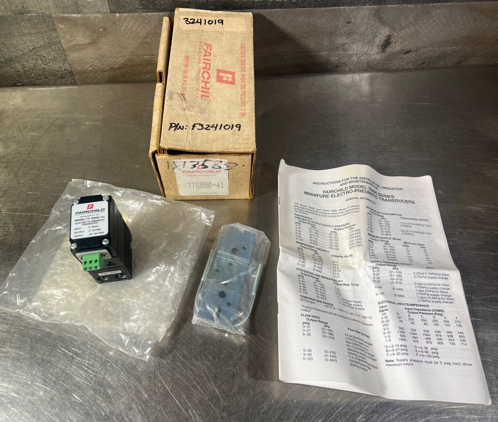 FAIRCHILD TT-6000-41 ELECTRIC TO PNEUMATIC TRANSDUCER Nos Surplus